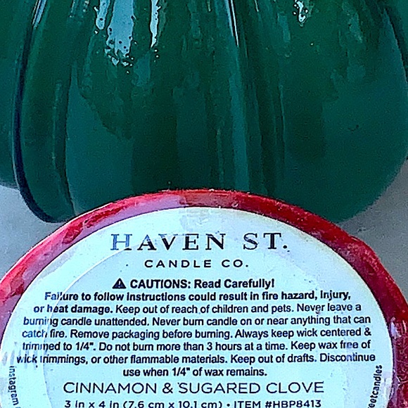 HAVEN STREET CANDLE CINNAMON & SUGARED CLOVE 3 BY 4 PILLAR RICHLY SCENTED - Picture 4 of 4